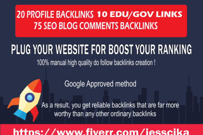 I will do 20 profile or edu gov backlinks and 75 blog comments