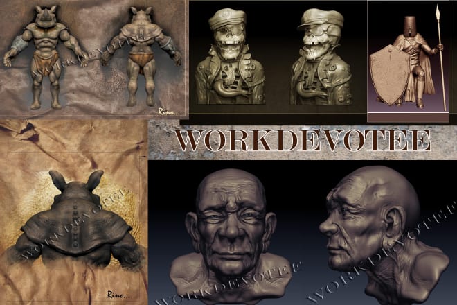 I will do 3d modeling and digital sculpting