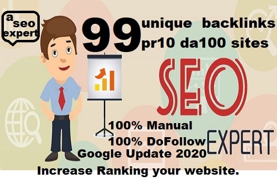 I will do 99 unique dofollow backlinks pr10 da100 sites