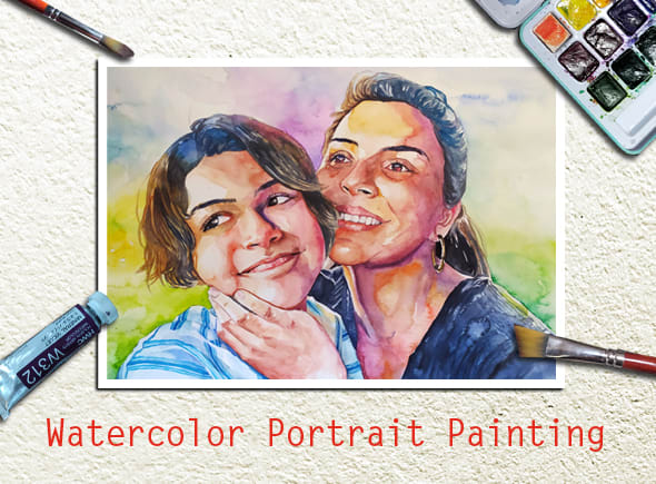 I will do beautiful watercolor portrait painting