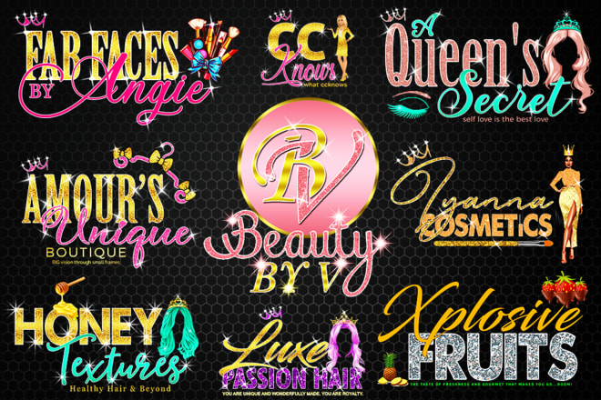 I will do bling beautiful feminine glitter sparkle logo