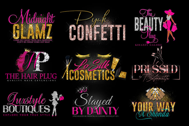 I will do boutique,eyelashes,beauty salon,nails,lips,hair extensions and cosmetics logo