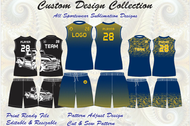 I will do custom and sublimation sportswear uniforms designs