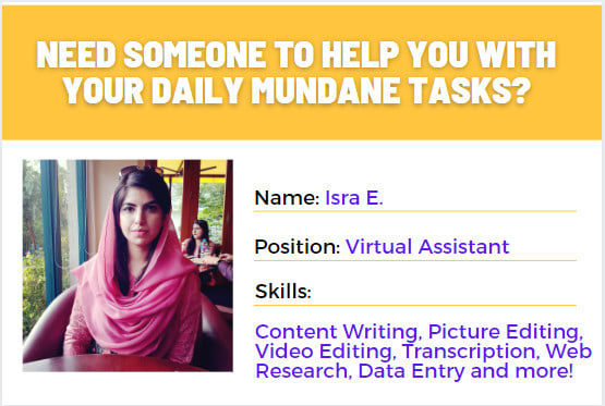 I will do data entry and be your virtual assistant