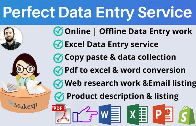 I will do data entry, excel, word typing job, conversion, and web research work
