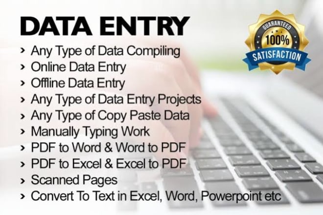 I will do data entry typing work in excel spreadsheet for you