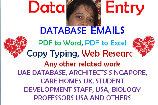 I will do data entry work and research dollar two per hour