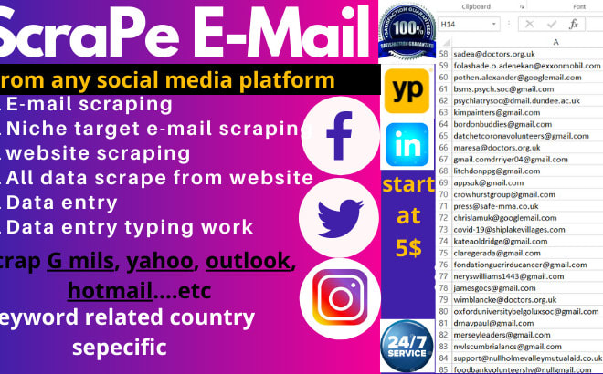 I will do email extraction, web scraper data scraper niche targeted