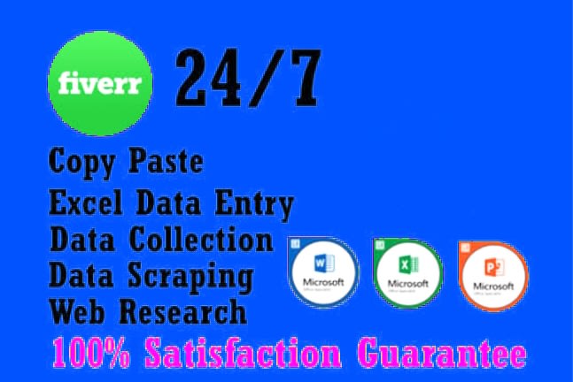 I will do excel data entry, copy paste, typing work