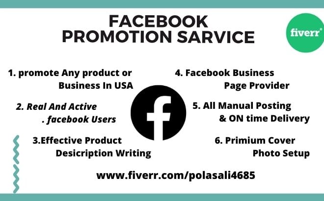 I will do facebook promotion and promote your business or product