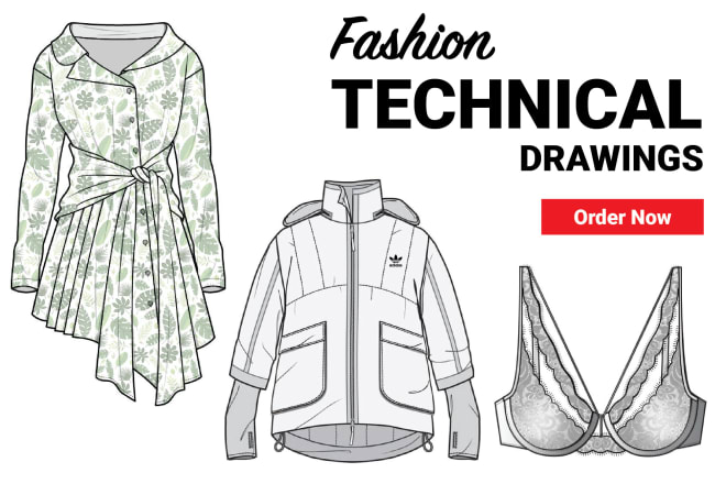 I will do fashion design and clothing design technical flat sketching