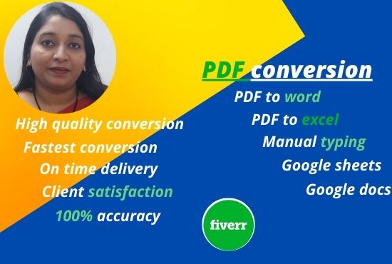 I will do fastest PDF conversion to word, excel, google sheet, docs