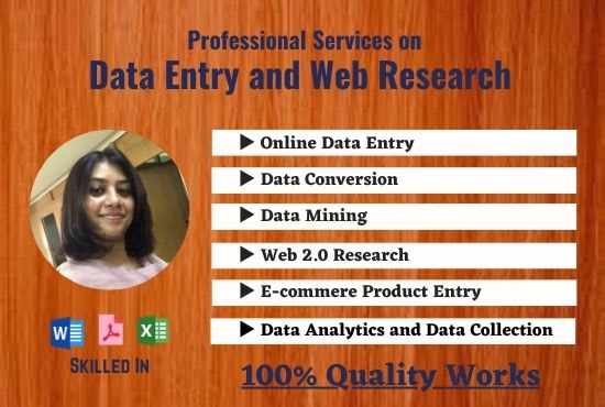 I will do flawless data entry and web research jobs