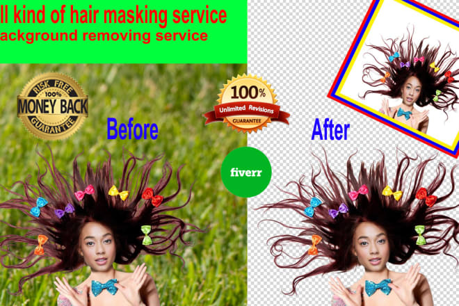 I will do hair masking background removal service and resizing
