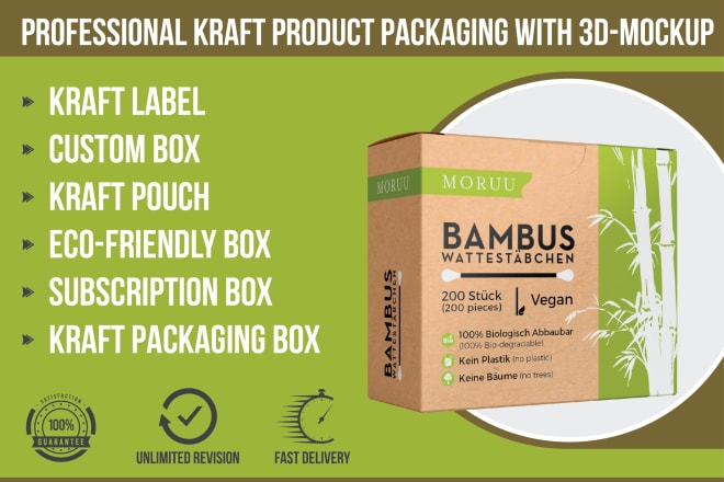 I will do kraft packaging box design, product package design