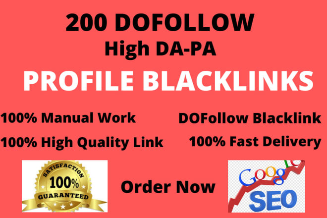 I will do manually 200 high da profile black links for website ranking