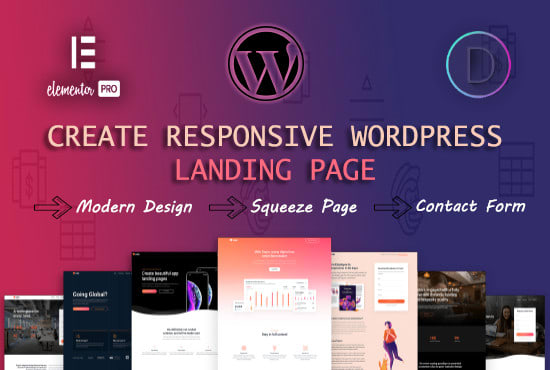 I will do modern wordpress landing page design, squeeze page using elementor pro, divi