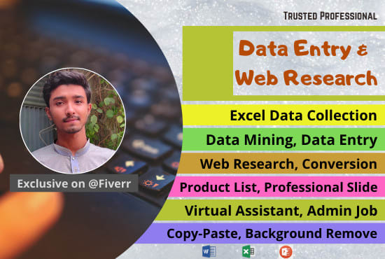 I will do perfect data entry, web research in exact time