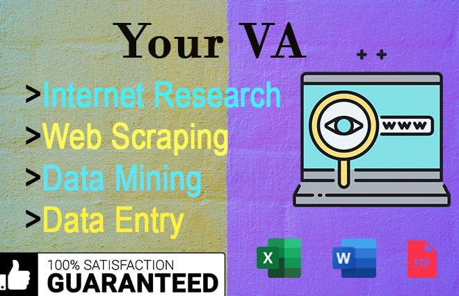 I will do pro excel data entry, internet research, web scraper, data extractor, mining