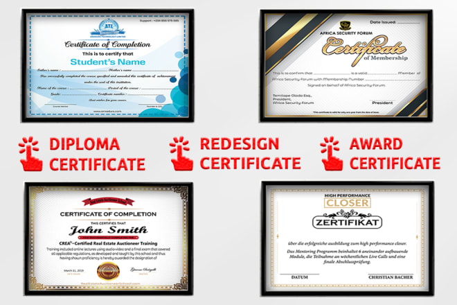 I will do professional certificate, diploma certificate, award certificate design
