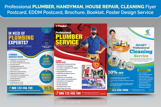 I will do professional plumber and cleaning service flyer or postcard in 24hrs