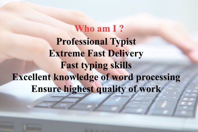 I will do professional typing job, data entry work, PDF to word