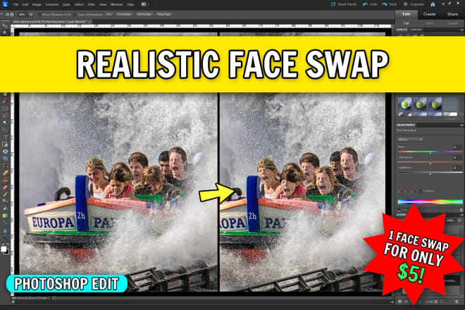 I will do realistic face swap or head swap using photoshop