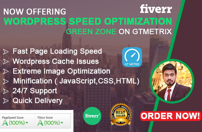 I will do speed up fast wordpress web page optimization on gtmetrix