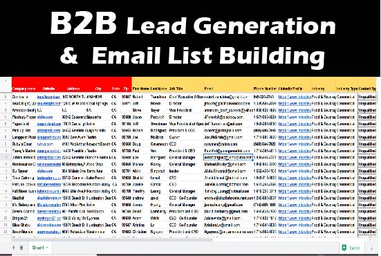 I will do targeted b2b lead generation, web research, and data entry