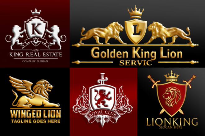 I will do the luxury, heraldic, classy, crown and lion logo for you