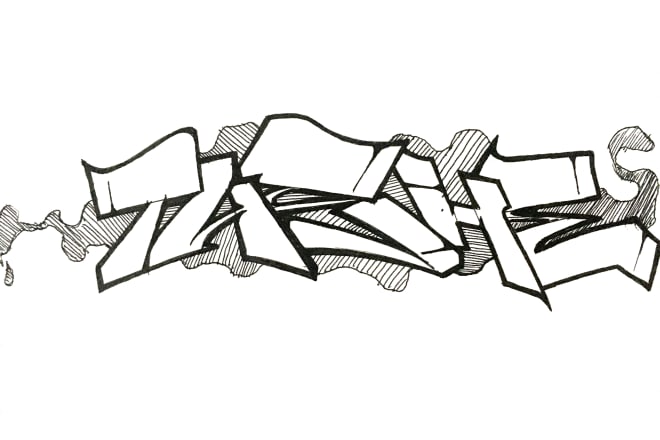 I will do your name or word in my own graffiti style in bw