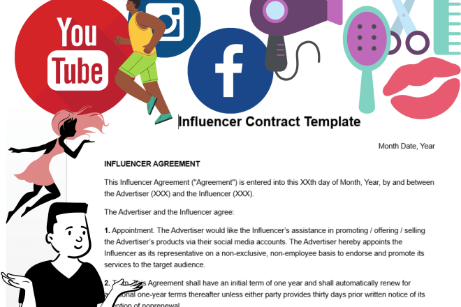 I will draft social media influencer collaboration, freelancer and contractor agreement