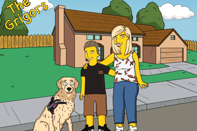I will draw a portrait in the style of the simpsons