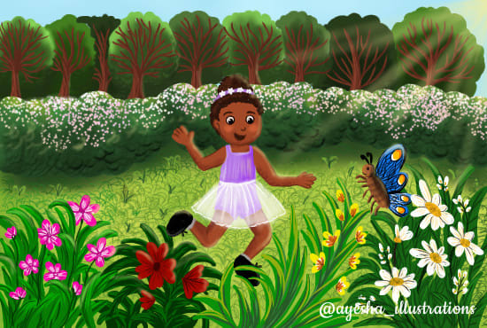 I will draw african american children book illustrations