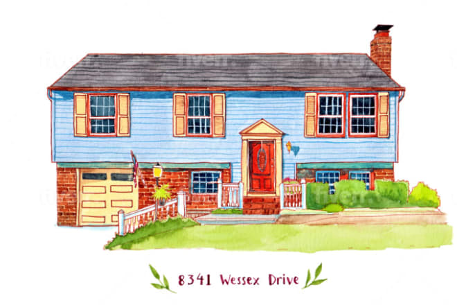 I will draw beautiful real estate house portrait and environments