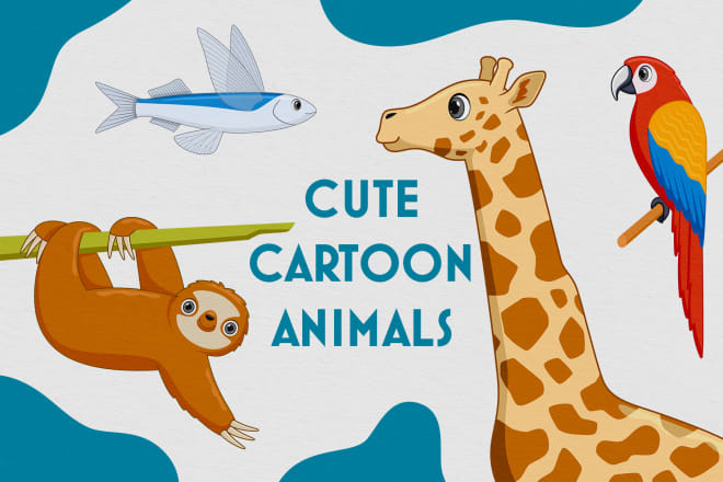 I will draw cartoon vector characters and realistic animals