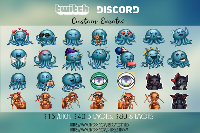 I will draw custom vector twitch discord emotes for you