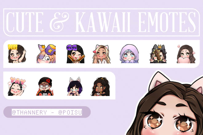 I will draw cute kawaii emotes for you