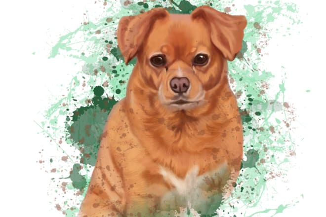 I will draw digital illustration of your pets in watercolor