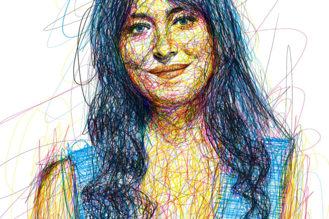 I will draw digital scribble art in color from your image portrait
