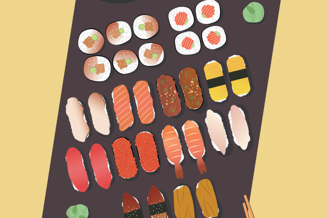 I will draw flat vector food and drink illustration