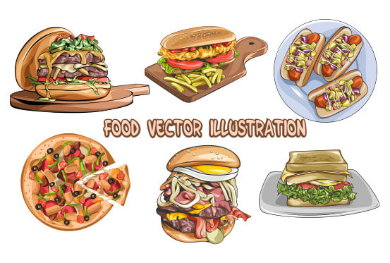 I will draw food and drink vector illustration from a photo