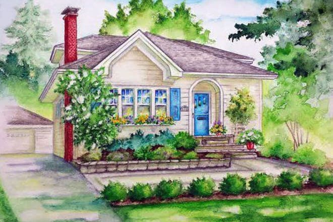 I will draw illustration of your house or wedding venue