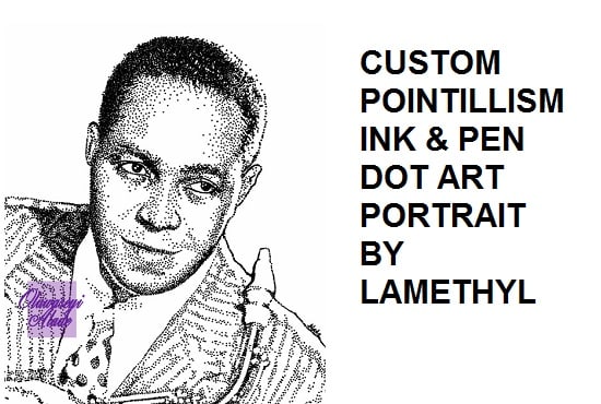 I will draw ink and pen realistic pointillism portrait