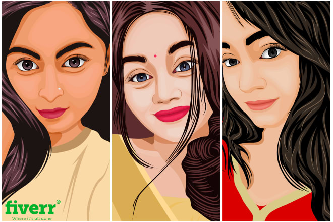 I will draw vector cartoon portrait face illustration for a profile picture