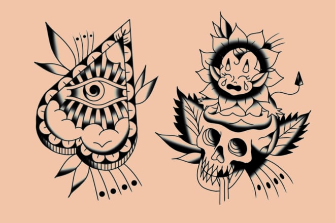 I will draw weird custom traditional tattoos