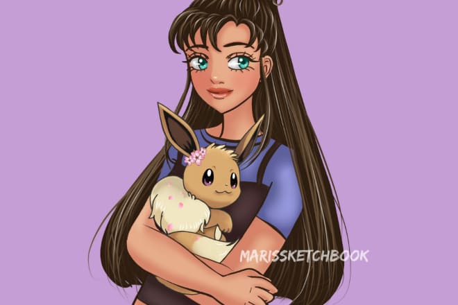 I will draw you with your favourite pokemon in any style you like