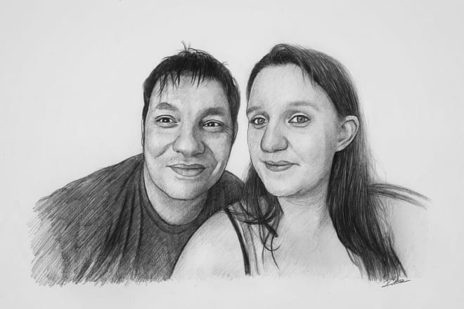 I will draw your, couples, pencil realistic portrait, sketch