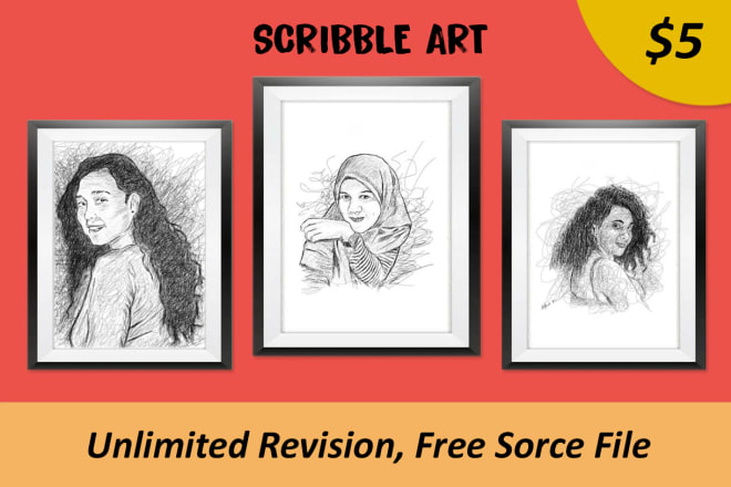 I will draw your image to scribble art digitally