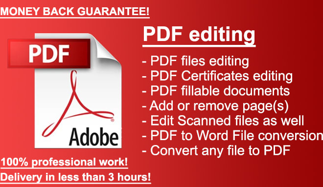 I will edit PDF document, PDF certificate and fillable form file